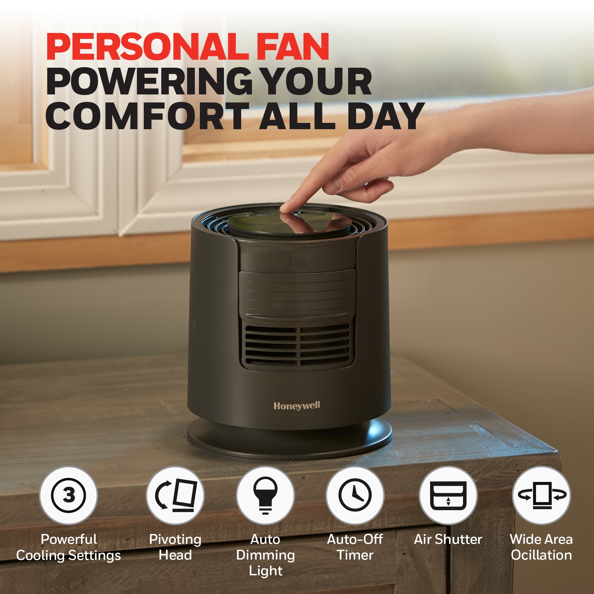 Honeywell Dreamweaver Sleep Personal Fan with Pink Noise, Black, HTF300