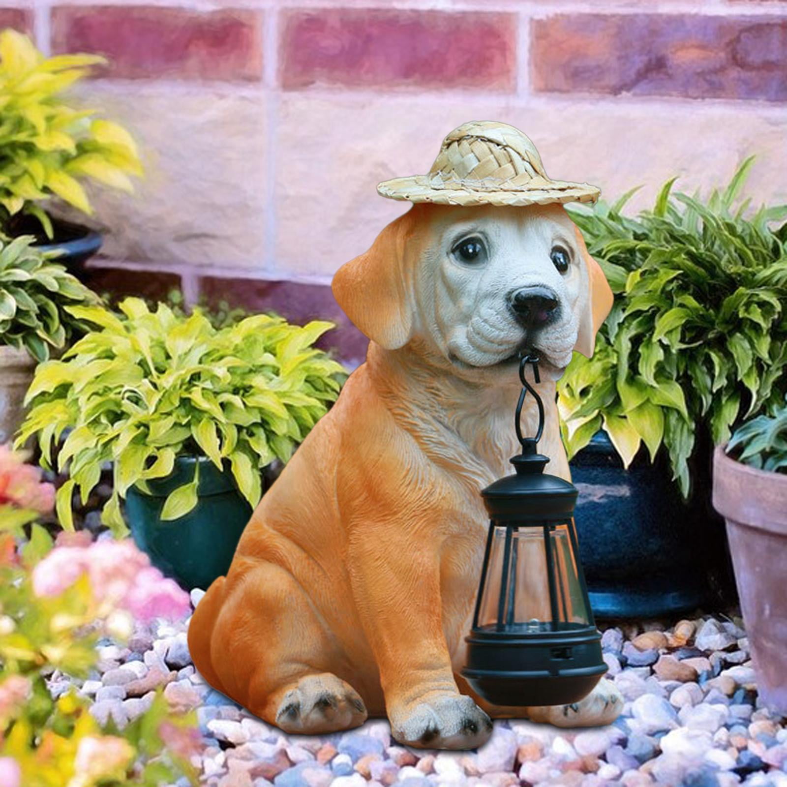 Colaxi Labrador Dog Solar Lamp Garden Statue Outdoor Decoration Waterproof Resin Sculpture for Front Yard, Patio, Porch Multipurpose