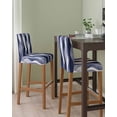 thumbnail image 2 of Navy Blue Bar Stool Covers Set of 6, Modern Moire Abstract Ripple Geometric Stretch Washable Bar Chair Covers with Backs, Removable Pub Counter Height Chair Cover for Kitchen Dining Room Cafe, 2 of 7