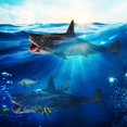 thumbnail image 3 of Blue Simulation Megalodon Shark Marine Doll Gift Home Decor, 3 of 5