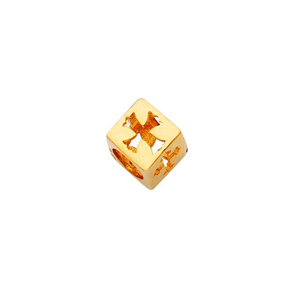14k Gold Religious Faith Cross Dice Slider For Mix and Match Bracelet 9x10mm Link Bracelet