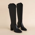 thumbnail image 2 of Botas de talla grande 34-43 nuevas para mujer, tacones altos gruesos con cremallera, tacones altos simples y gruesos, Botas hasta la rodilla para Otoño e Invierno, 2 of 5