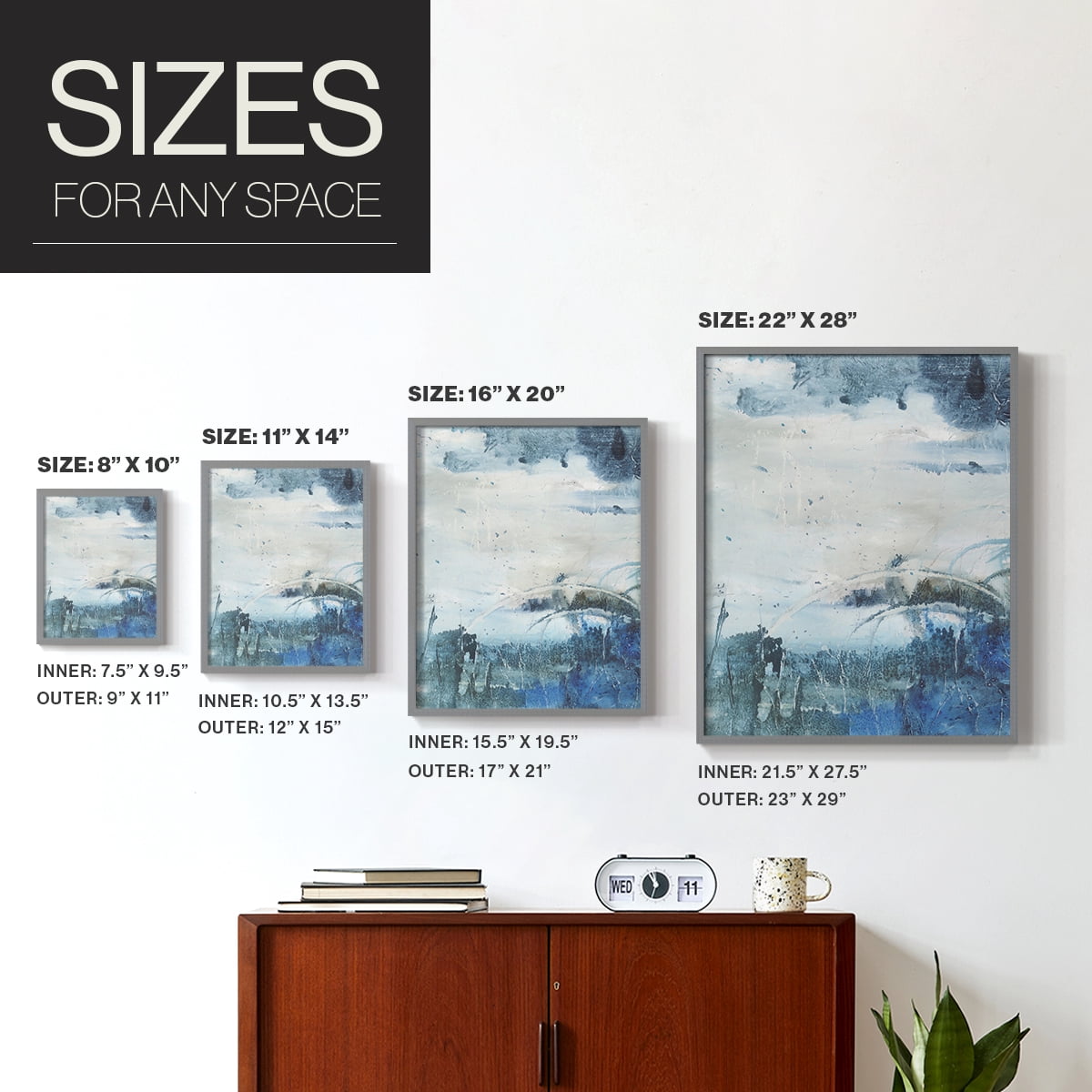 Coastal Seas II Framed Print in Gray Solid Wood Framed Print No Nail Hanging