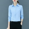 thumbnail image 3 of ZenCart Women Shirt Lapel Long Sleeve Button Placket Shirt Tops Solid Color Slim Fit Business Office Shirt Workwear, 3 of 7