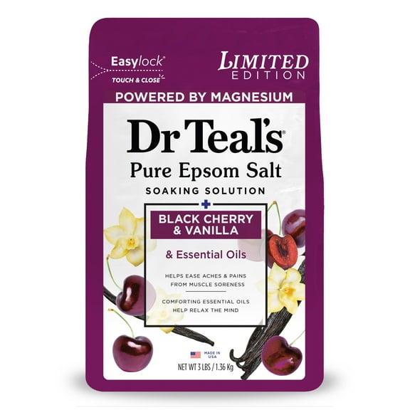 Dr Teal's Epsom Salt Magnesium Soak, Black Cherry & Vanilla, 3 lbs
