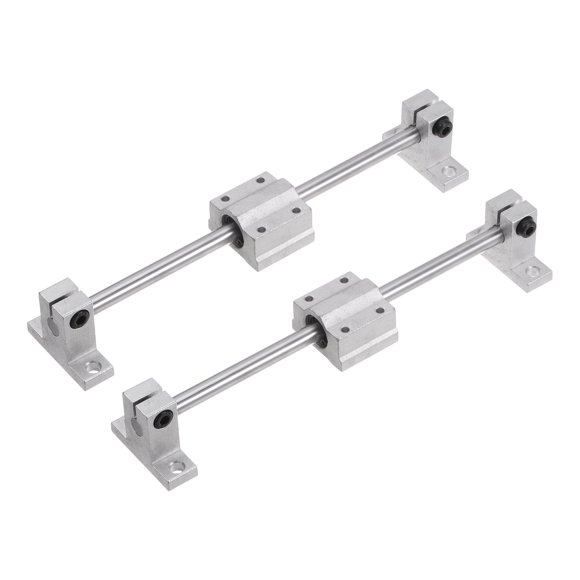 Unique Bargains 2pcs Linear Motion Rod 8mmx200mm Bearing Steel with 2pcs Bearing Block 4pcs Support