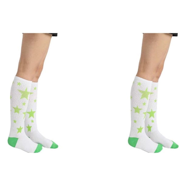 Qarigey 1 par de calcetines a rayas hasta la rodilla con arcoíris, medias elásticas, estrella de cinco puntas estrella de cinco puntas 2piezas Qarigey CBP288686