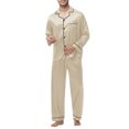 thumbnail image 4 of Besolor Satin Pajamas for Men Button down Sleepwear Soft Silk Loungewear Long Sleeve Tops and Pants Pjs S-XXL, 4 of 7