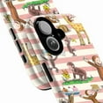 thumbnail image 2 of Curious Monkey Pink Stripe Animal Friends Phone Case for iPhone 11 12 13 14 15 16 Pro Max Plus Mini, 2 of 6