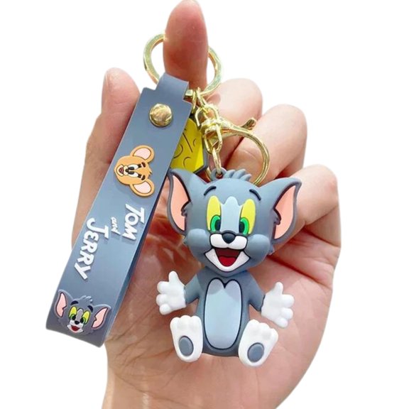 Tom and Jerry Cute Keychain | Collectible Cartoon Toy Doll Car Pendant | Bag Hanging Accessory-Tom