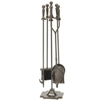 Uniflame F-1634  Bronze Fireplace Tools  With Ball Handles And Pedestal Base - 5 Piece