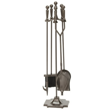 Uniflame F-1634  Bronze Fireplace Tools  With Ball Handles And Pedestal Base - 5 Piece