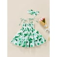 thumbnail image 2 of Inevnen Toddler Baby Girl St. Patrick's Day Dress Strap Sleeveless Lucky Clover Print Layered Dresses Skirt Outfits, 2 of 9