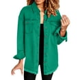thumbnail image 2 of Womens Tops Washed Denim Shirt Jacket Polyester And Cotton Shirt Collar Chest Pockets Long Sleeves Regular Fit Casual Daily Outfits M Sweaters For Women, 2 of 6