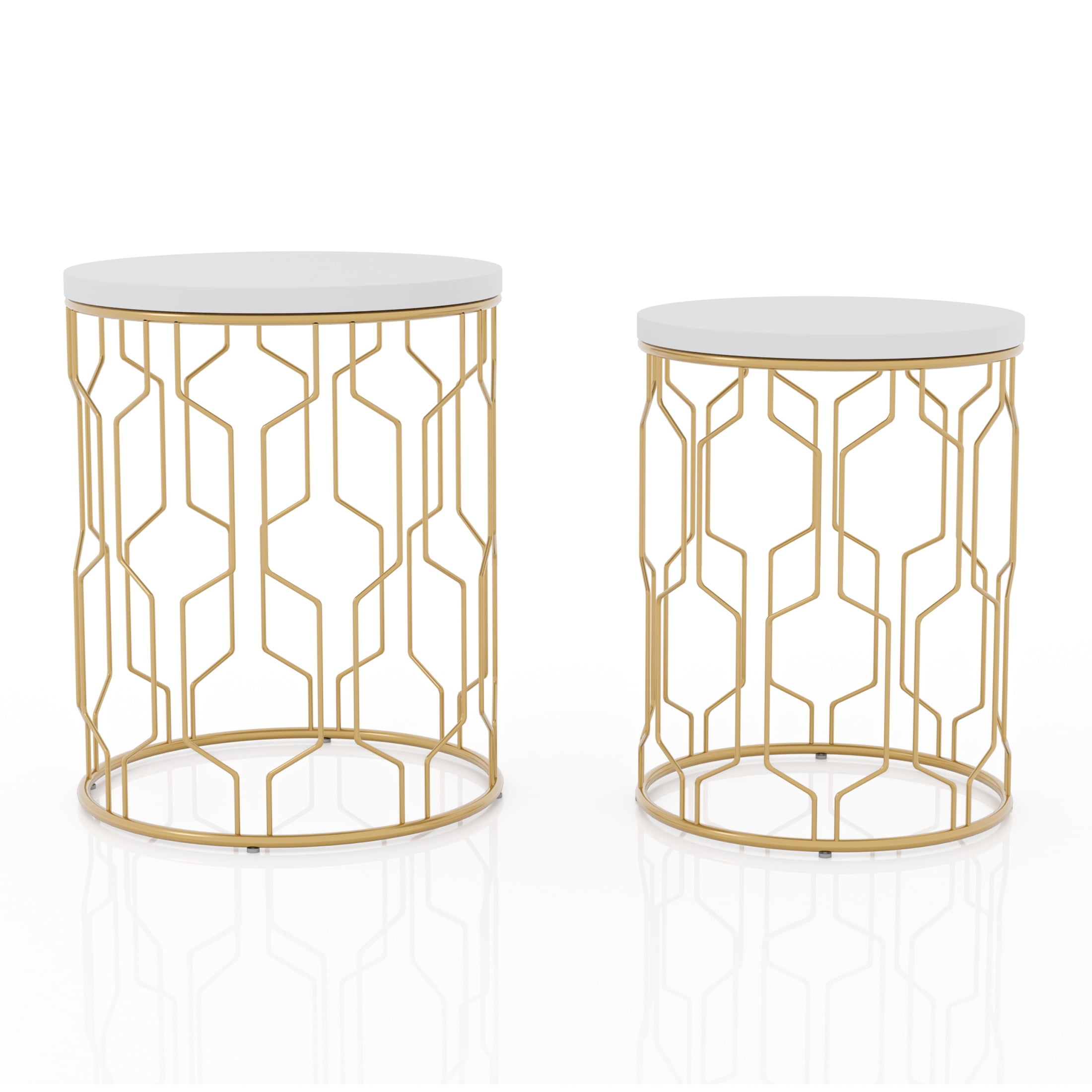 Furniture of America Ryk 2-Piece Nesting Table, Gold