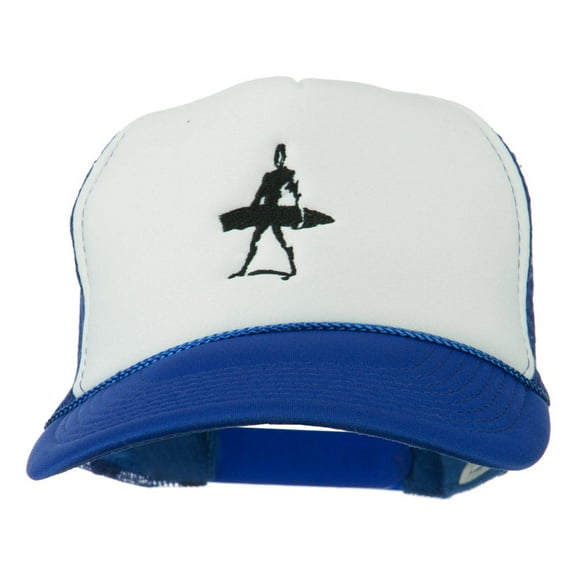 Surf Man Embroidered Foam Mesh Back Cap - Royal White OSFM
