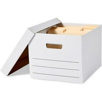 Medium Duty Storage/Filing Boxes With Lid and Handles, Legal/Letter Size, 12-Pack, White, 16.2" L x 12.5" W x 10.5" H