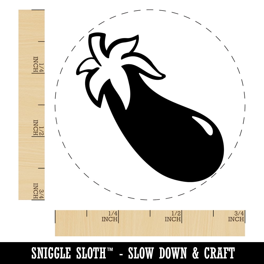 Eggplant Garden Vegetable Self-Inking Rubber Stamp Ink Stamper - Blue Ink - Small 3/4 Inch