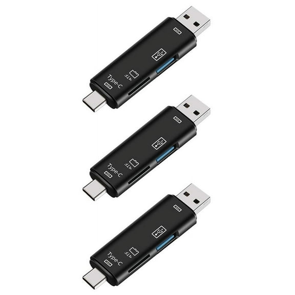 3X 5-in-1 Multifunctional OTG Card Reader Micro-SD / SD Card / USB Reader Support TF Android Type-C Phone / Computer