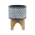 thumbnail image 2 of Garden Pots, CERAMIC 5" AZTEC PLANTER ON WOODEN STAND, GRAY, Gray Planters For Outdoor Plants,Ceramic Outdoor Garden Planters, Garden & Outdoor Garden Supplies Garden Pots & Planters CERAMIC 5" AZTEC, 2 of 9