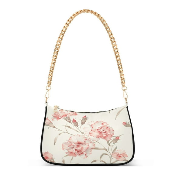 Ryvnso Carnation Flowers Womens Chain Shoulder Bag Tote Handbags Clutch Hobo Purse with Zipper for Travel