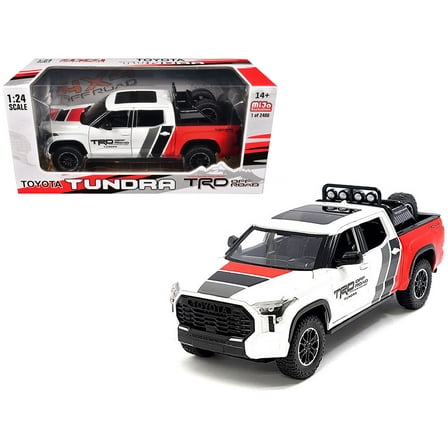 2023 Toyota Tundra TRD 4x4 Truck White and Red with Black and Gray with Sunroof and Wheel Rack Limited Ed 1/24 Diecast Model Car