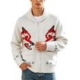 thumbnail image 4 of Mens Wolf Cardigan Sweater Knitted Jacket Zip Up Graphic Knitwear for Casual Daily Warm Pullover Top for Fall Winter, 4 of 8