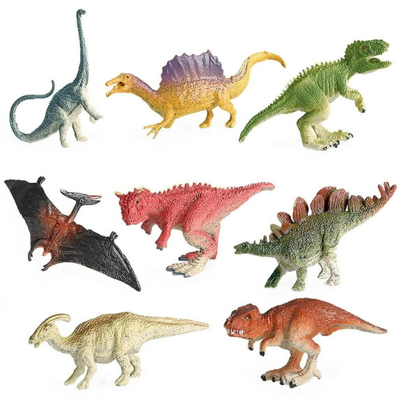 SIYTUAU 8 Sets Colorful Simulation Dinosaur Model Ornaments Figurines For Kids Play And Collection Pvc Plastic Multi Color Dinosaur Toy Set