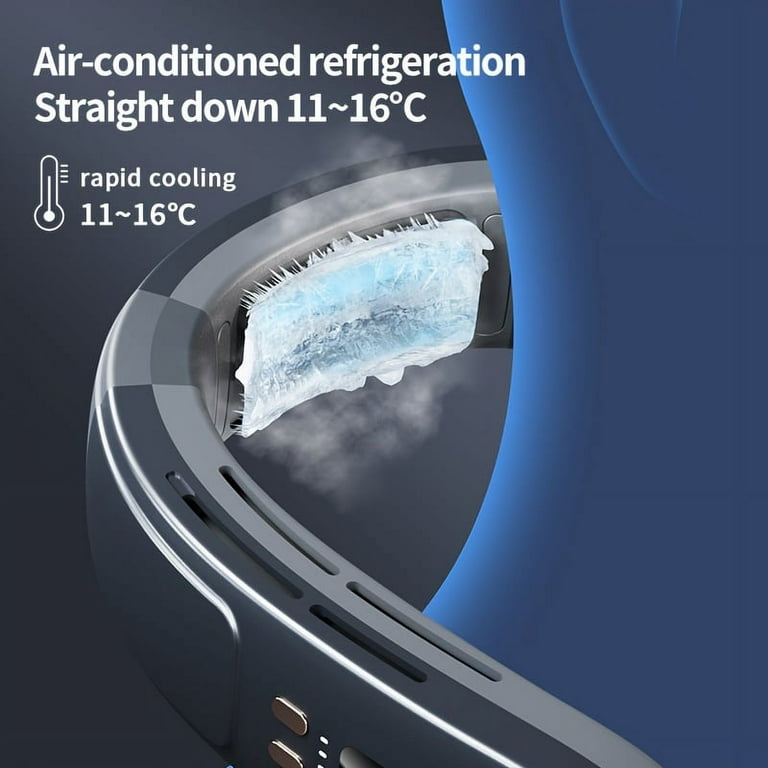 Ice porcelain cooling halter fan, portable rechargeable neck