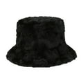 thumbnail image 3 of IROINNID Winter Bucket Hat for Women Warm Wool Thermal Hat Solid Thicken Daily All-Match Fisherman Hat,Black, 3 of 7