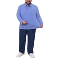 thumbnail image 2 of INSPIRE CHIC Men's Big & Tall Chest Pocket Long Sleeve Office Business Polo Shirt 6XL Blue, 2 of 4