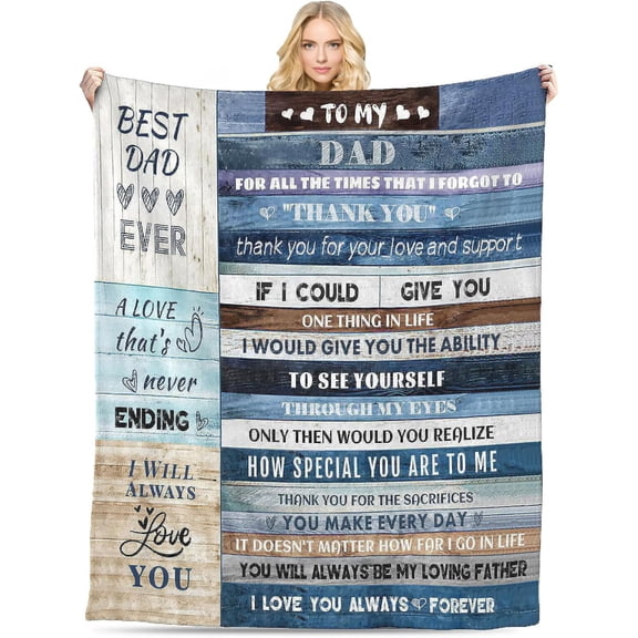 Gift for Dad from Daughter Son, Dear Dad Blanket for Father's Day, Throw Blankets Anniversary Birthday Super Soft Flannel Throw Blankets for Christmas Valentines Thanksgiving for Bed Sofa