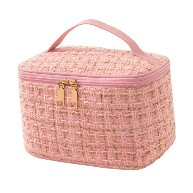 Bolsa de maquillaje, bolsa de viaje para baño, bolsa de cosméticos, bolsa de almacenamiento para mujeres y niñas, estuche de cosméticos portátil, , Rosa Sunnimix Estuche de maquillaje