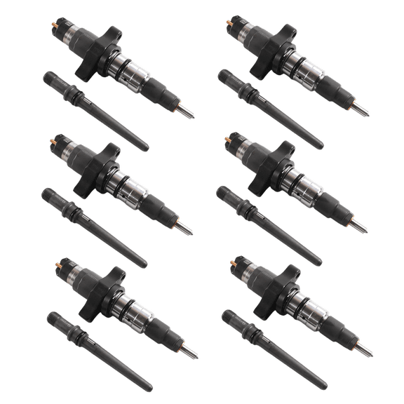 SINOCMP 0986435503 0445120255 New 6Pcs Diesel Fuel Injectors with Fuel Feed Pipes Fits for 2003-2004 Dodge Ram Cummins 5.9L Engine Aftermarket Parts