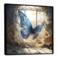 thumbnail image 2 of Designart "Cottage Escape with Blue Butterfly" Animals Framed Wall Art - Traditional Blue Butterfly Hallway Framed Wall Art Decor, 2 of 6