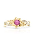thumbnail image 4 of Rosec Jewels Pink Tourmaline Floral Ring with Diamond for Women - Nature Inspired Ring, 14K Yellow Gold, US 7.00, 4 of 8