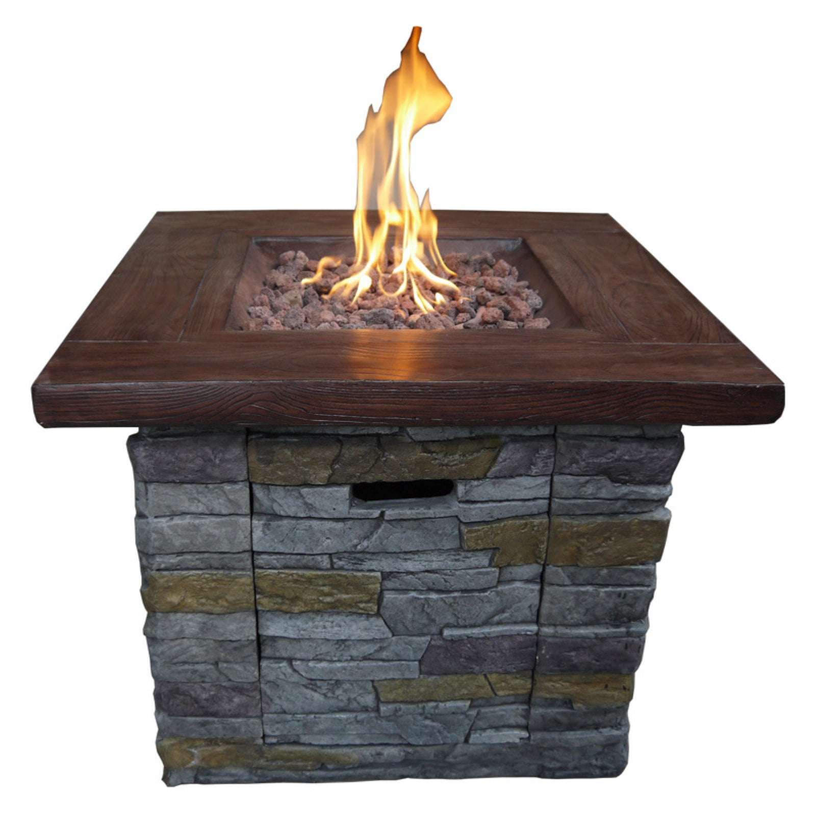 Vesuvius Brick Outdoor Square Gas Firepit by Crawford & Burke Corporation