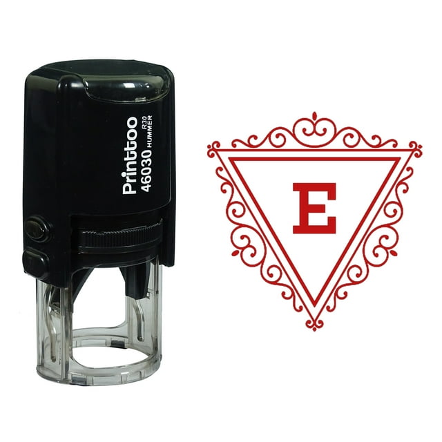Printtoo E Alphabet Tourbillon Border Triangle Monogramme Initiale Auto Encrage Tampon en Caoutchouc Bureau Stationnaire