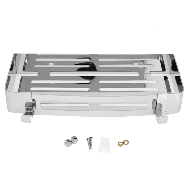 Stainless Steel Wall Mounted Hollow Shelf Bathroom Shampoo Storage Basket Rack Organizer