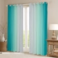 thumbnail image 2 of Greyish White and Teal Curtains for Bedroom,Rainbow Ombre 30%-50% Blackout Curtains Aesthetic Living Room Decor,Gradient Colorful Curtains & Drapes Abstract Window Curtain, 2 of 6