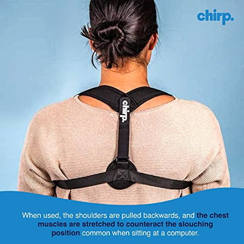 Chirp Upper Back Posture Corrector, Easy-to-Use Posture Corrector for Men and Women, Back and Shoulder Brace with Adjustable Straps, Support Brace for Spinal Alignment, Holds Up to