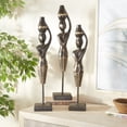 thumbnail image 2 of 23", 21", 20"H Black Wood Standing African Woman Sculpture with Baskets on Their Heads, by DecMode (3 Count), 2 of 9
