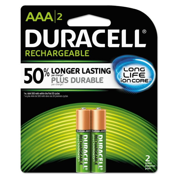 Duracell Rechargeable NiMH Batteries, AAA, 2/PK