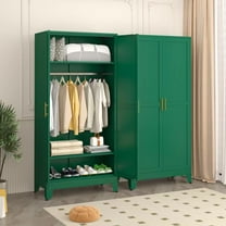 Metal Armoire Wardrobe Closet, 71" Tall Clothing Storage Cabinet with Hanging Rods, Household Closet Organizers with Adjustable Shelves for Home Office or Gym