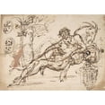 thumbnail image 2 of Domenico Gargiulo 24x18 Black Ornate Framed Double Matted Museum Art Print Titled: Cavalier Standing on a Globe Supported by a Kneeling Giant (1612-75), 2 of 5