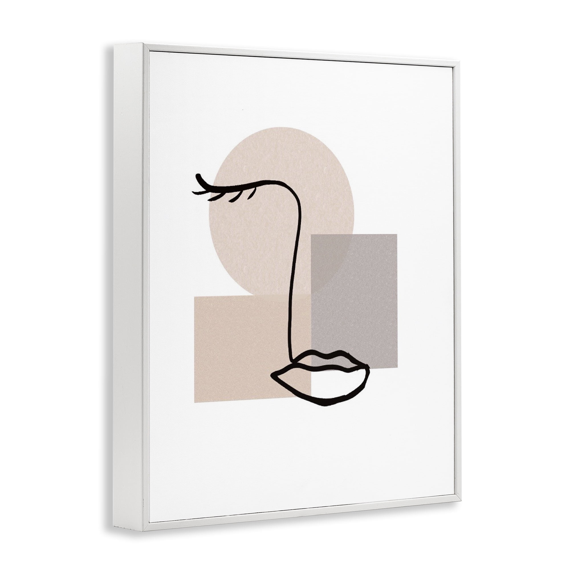 Stupell Industries Minimal Face Portrait Abstract Painting White Framed Art Print Wall Art, 24 x 30