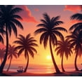 thumbnail image 3 of Tropical Palm Trees Beach Sunset Banner Exotic Scenic Decor Vibrant Colorful for Vacation Party Home Decoration Paradise, 3 of 7