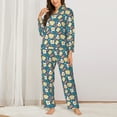 thumbnail image 2 of Fuzoiu Eggs Toast Bacon And Arugula Print Women's Long-Sleeved Pajama,Lounge Button Down Nightwear,Womens Notch Collar Pajama Set-Medium, 2 of 7