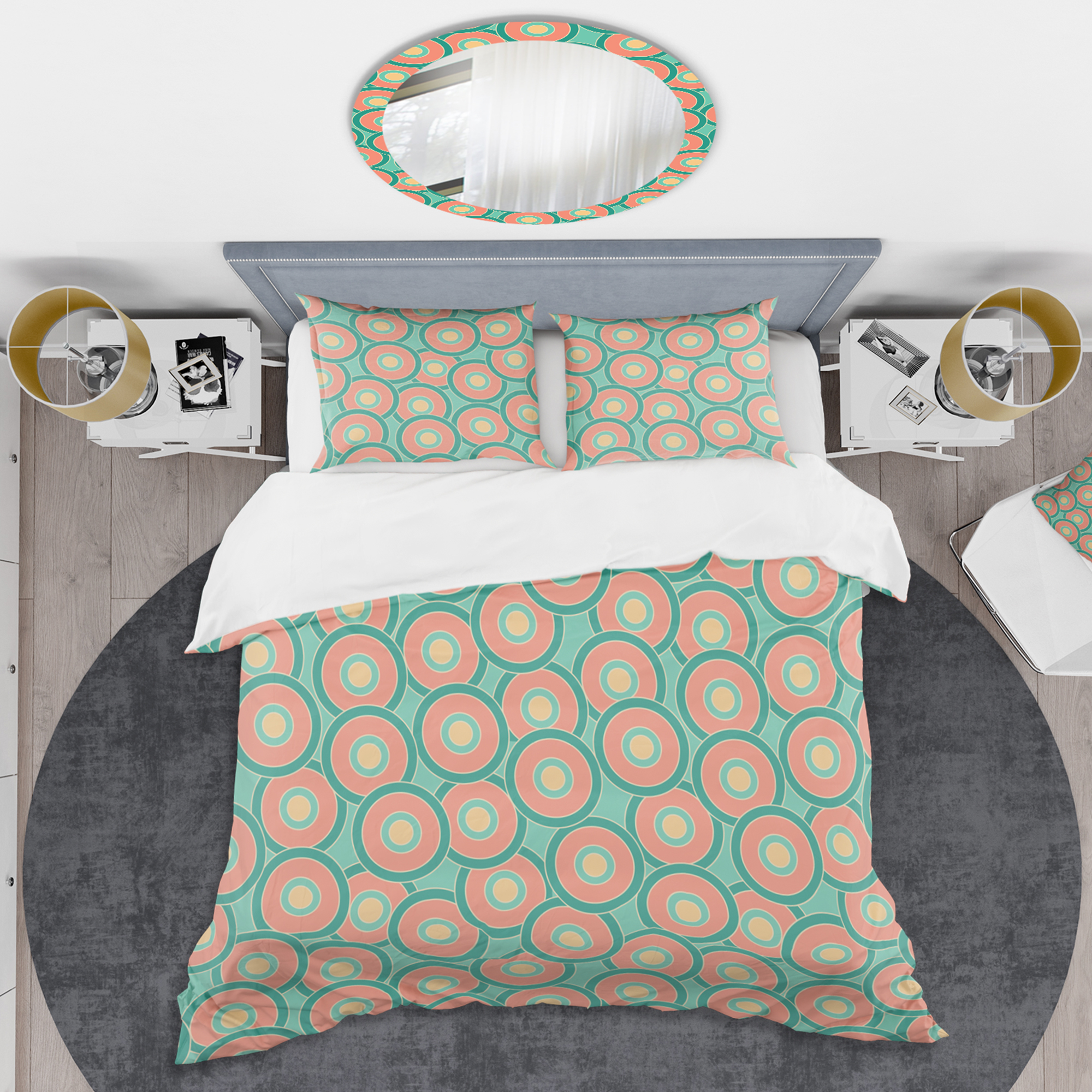 Designart 'Retro Circular Pattern VI' Mid-Century Modern Duvet Cover Set