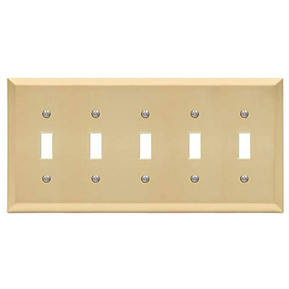 Amerelle 163T5SB Moderne Wallplate 5 Toggle Steel Polished Brass 1-Pack
